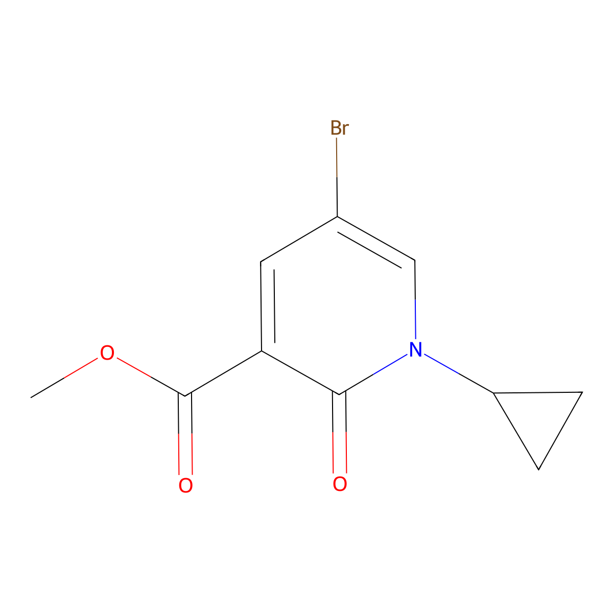 Methyl 5-bromo-1-cyclopropyl-2-oxo-1,2-dihydropyridine-3-carboxylate molecular structure, CAS 2092420-88-5