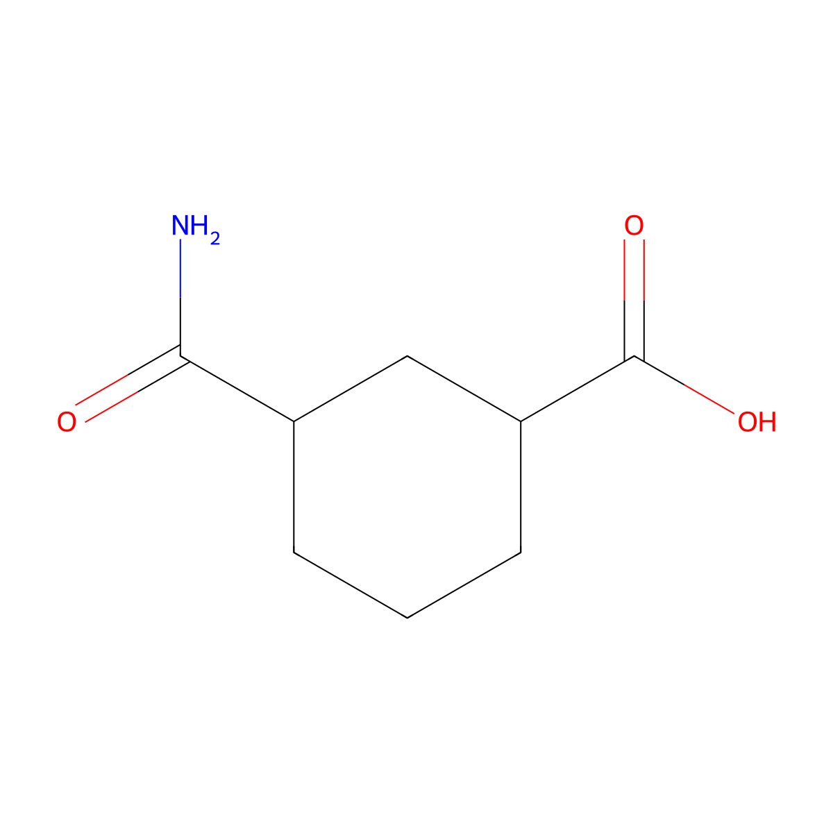 rac-(1R,3S)-3-carbamoylcyclohexane-1-carboxylic acid molecular structure, CAS 2092420-91-0