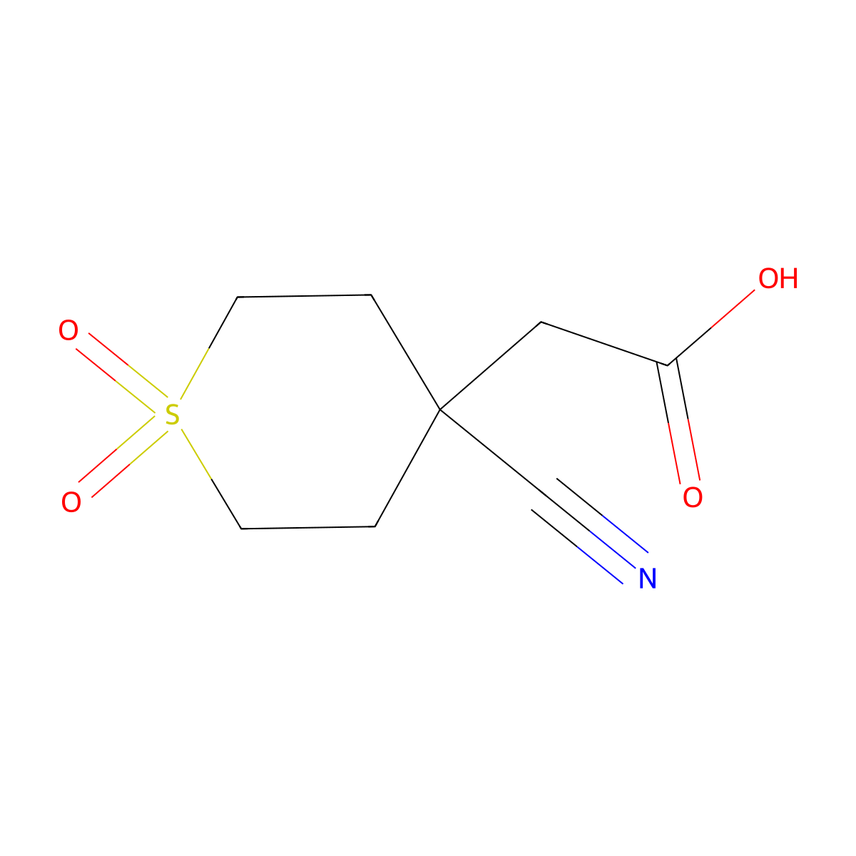 2-(4-Cyano-1,1-dioxo-1lambda6-thian-4-yl)acetic acid molecular structure, CAS 2092424-32-1