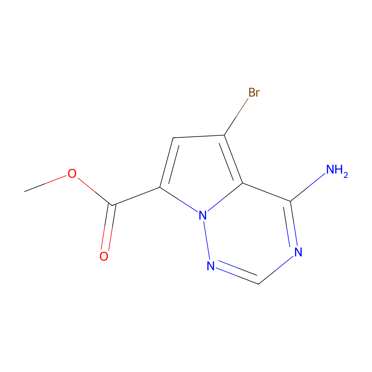 Methyl 4-amino-5-bromopyrrolo[2,1-f][1,2,4]triazine-7-carboxylate molecular structure, CAS 2092425-70-0