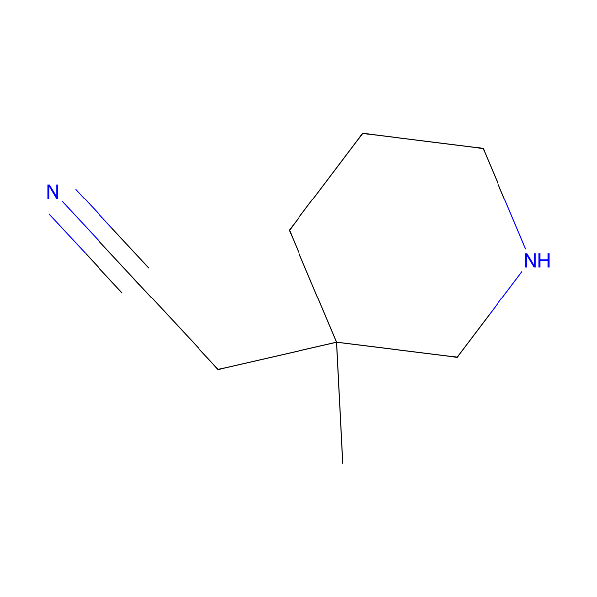 2-(3-Methylpiperidin-3-yl)acetonitrile molecular structure, CAS 2092429-98-4