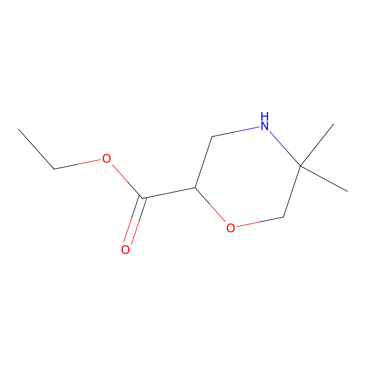 Ethyl 5,5-dimethylmorpholine-2-carboxylate molecular structure, CAS 2092430-44-7