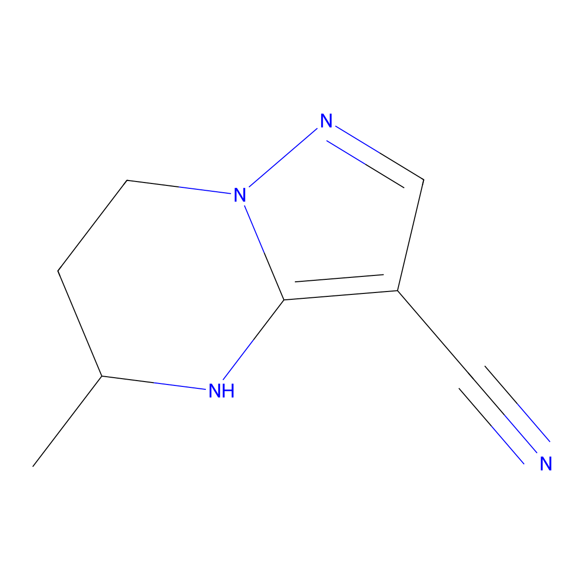 5-methyl-4H,5H,6H,7H-pyrazolo[1,5-a]pyrimidine-3-carbonitrile molecular structure, CAS 2092431-11-1
