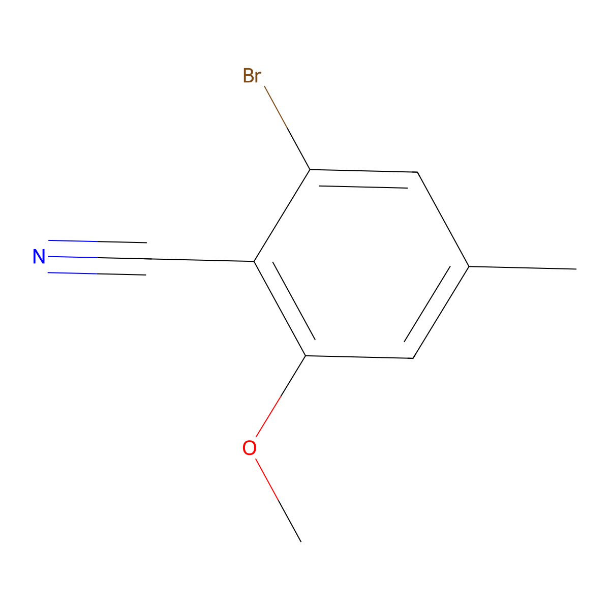 2-Bromo-6-methoxy-4-methylbenzonitrile molecular structure, CAS 2092432-48-7