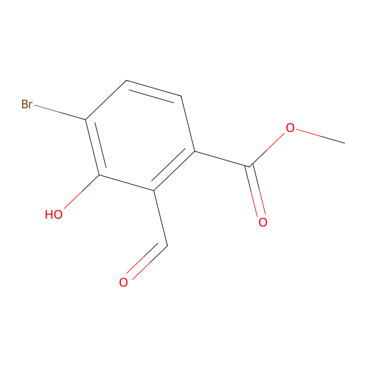 Methyl 4-bromo-2-formyl-3-hydroxybenzoate molecular structure, CAS 2092432-54-5
