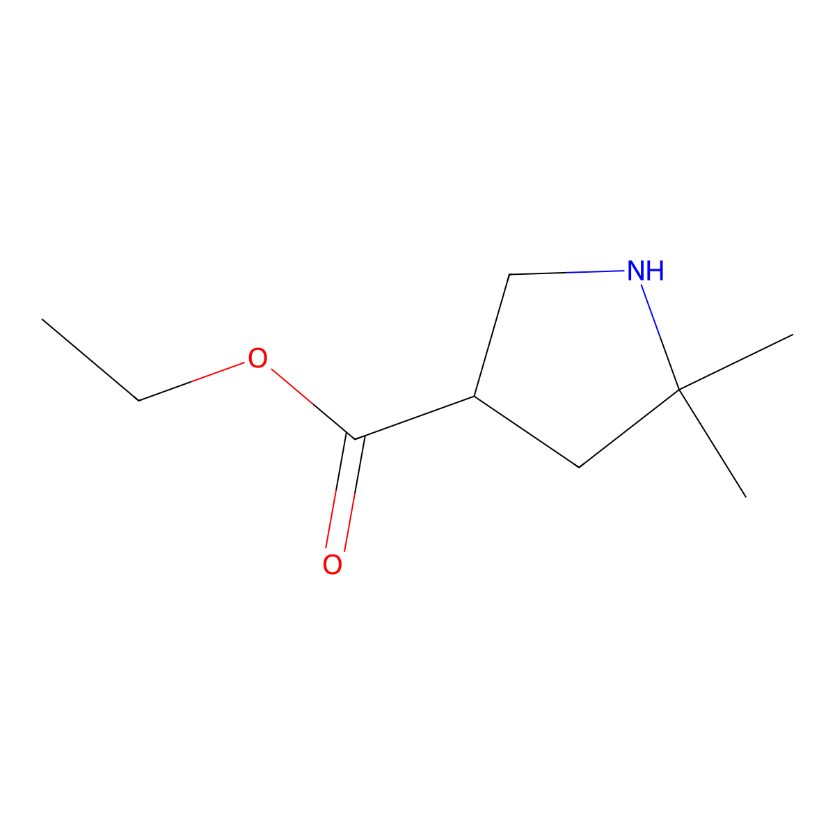 Ethyl 5,5-dimethylpyrrolidine-3-carboxylate molecular structure, CAS 2092433-59-3