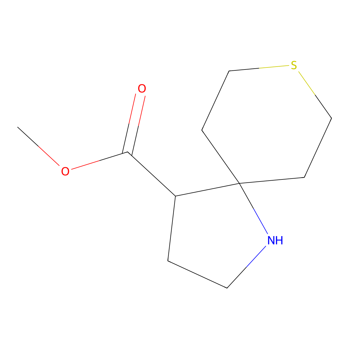Methyl 8-thia-1-azaspiro[4.5]decane-4-carboxylate molecular structure, CAS 2092435-92-0