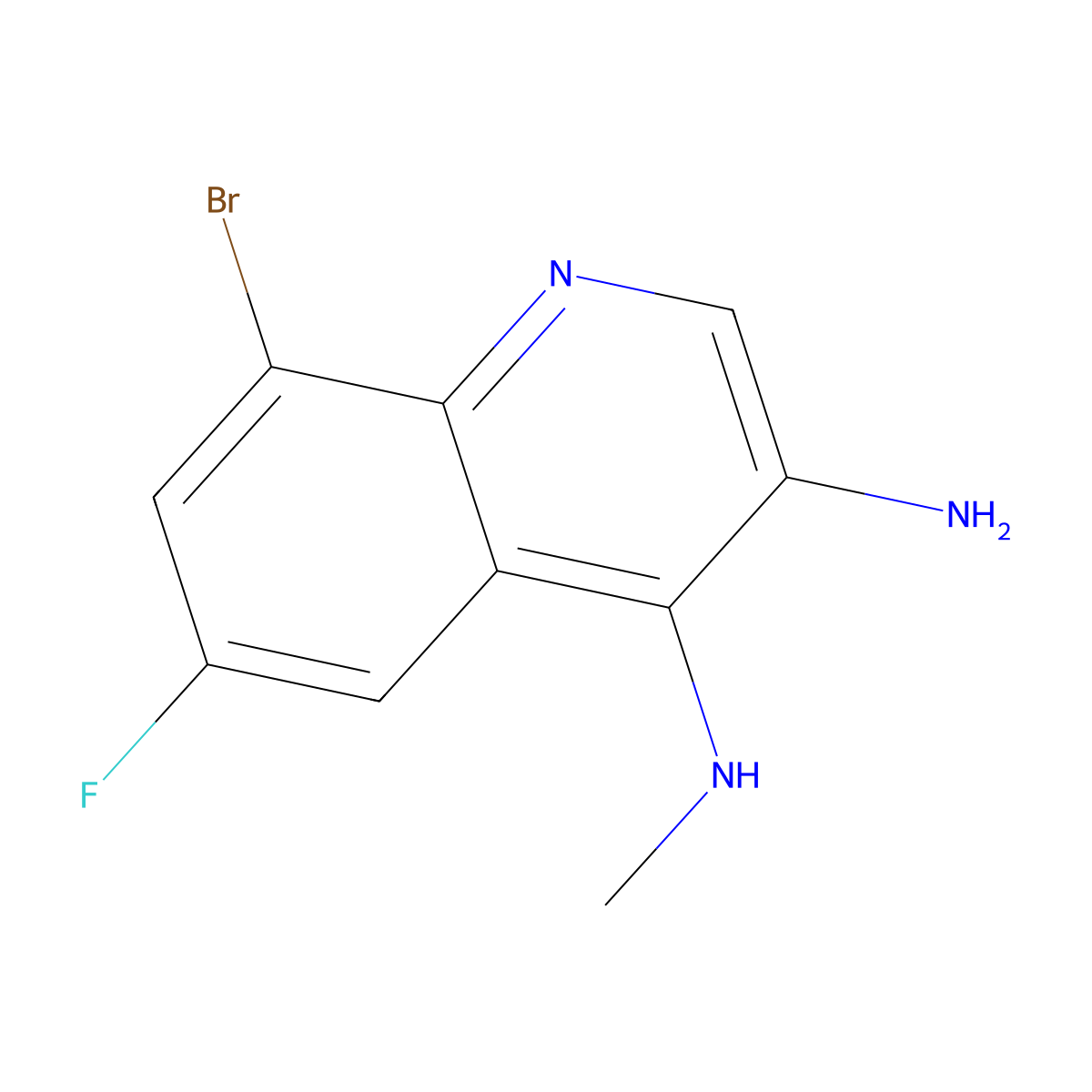 8-Bromo-6-fluoro-N4-methylquinoline-3,4-diamine molecular structure, CAS 2092438-24-7