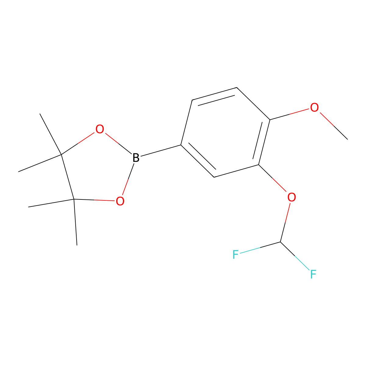 2-[3-(Difluoromethoxy)-4-methoxyphenyl]-4,4,5,5-tetramethyl-1,3,2-dioxaborolane molecular structure, CAS 2092444-39-6