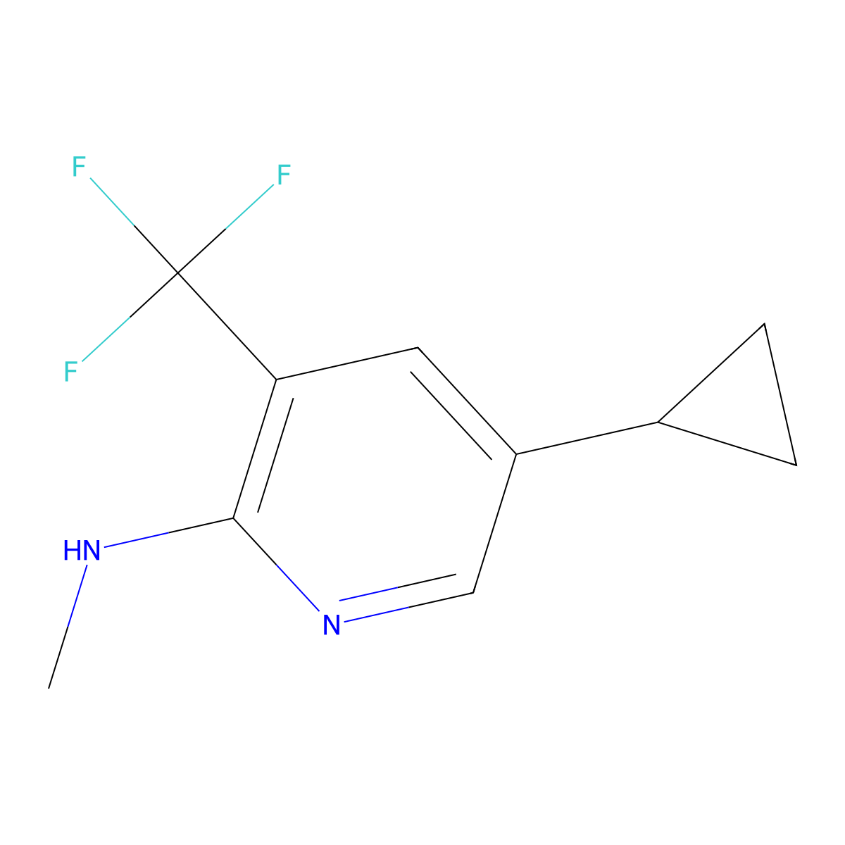 5-Cyclopropyl-N-methyl-3-(trifluoromethyl)pyridin-2-amine molecular structure, CAS 2092452-72-5