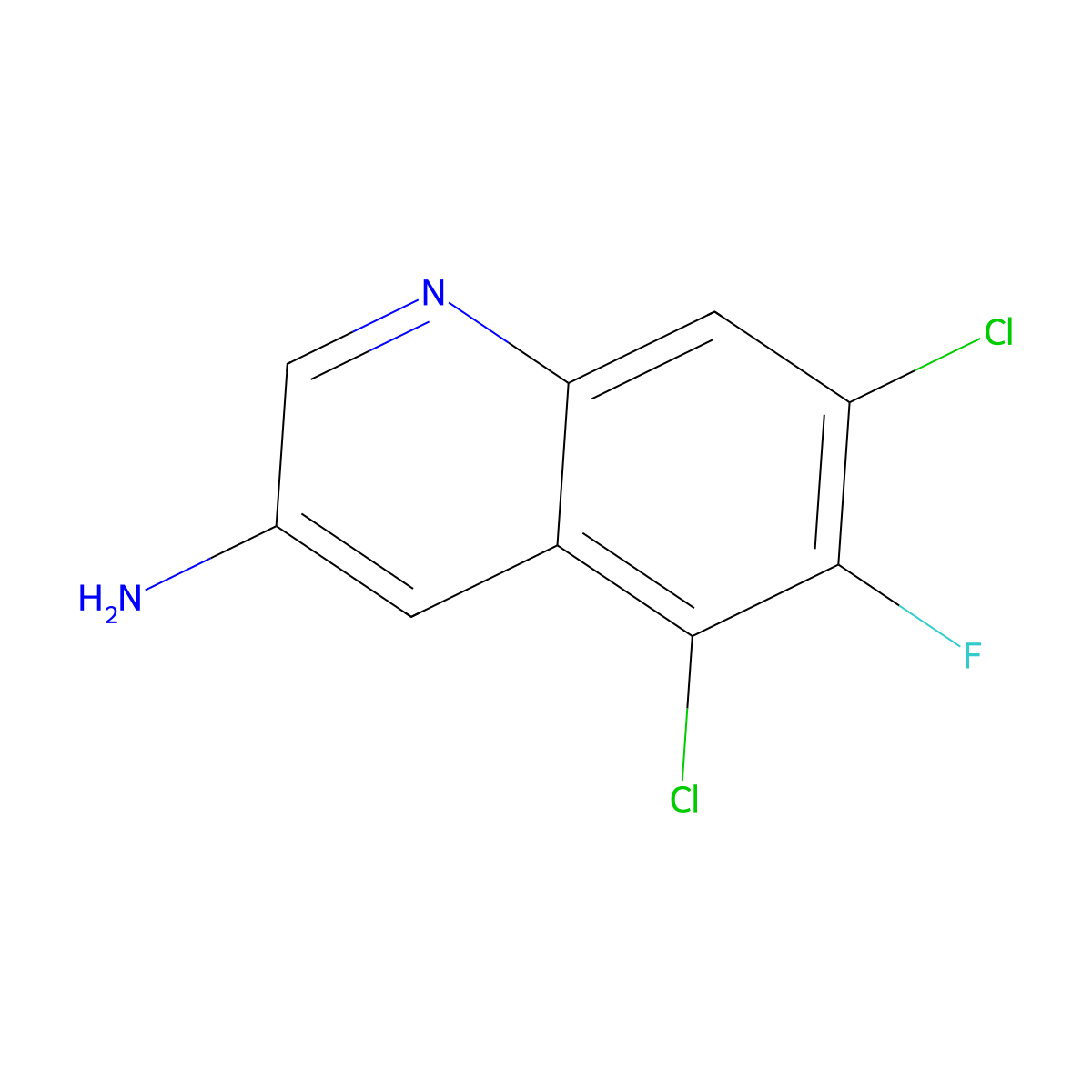 5,7-Dichloro-6-fluoroquinolin-3-amine molecular structure, CAS 2092452-80-5
