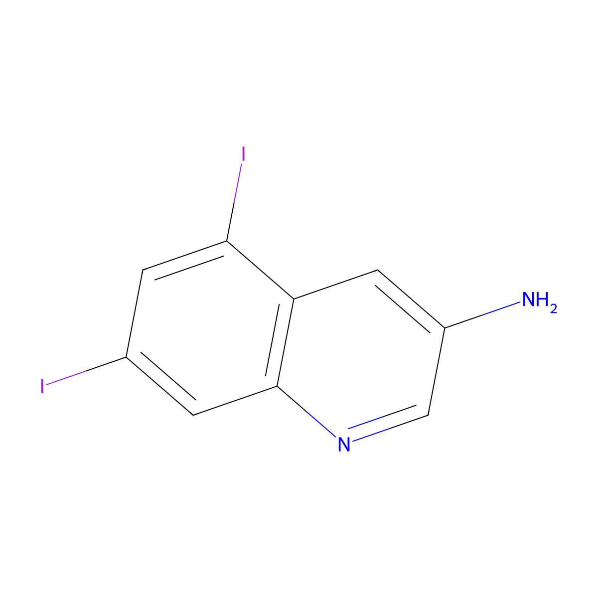 5,7-Diiodoquinolin-3-amine molecular structure, CAS 2092452-85-0