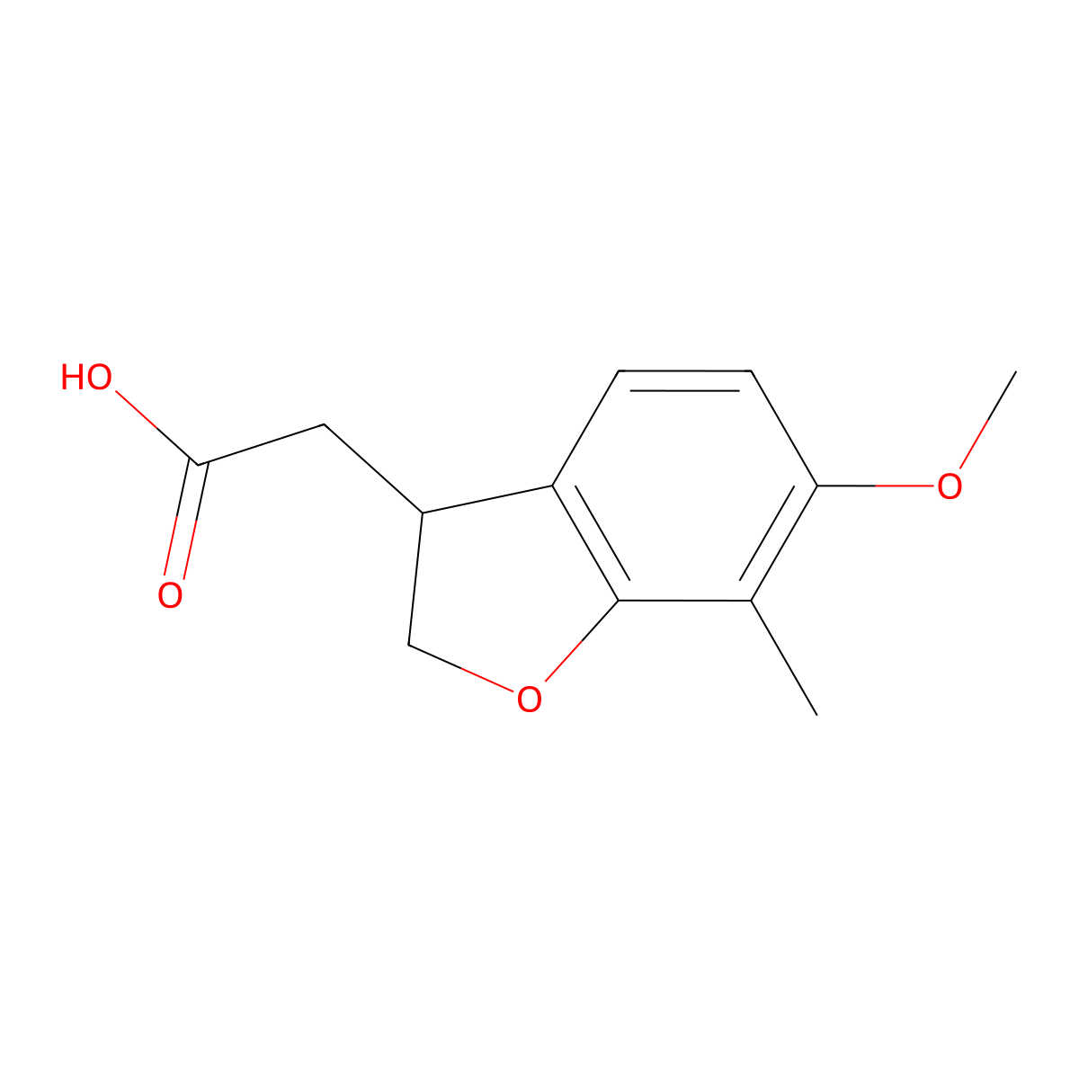 2-(6-Methoxy-7-methyl-2,3-dihydro-1-benzofuran-3-yl)acetic acid molecular structure, CAS 2092453-91-1