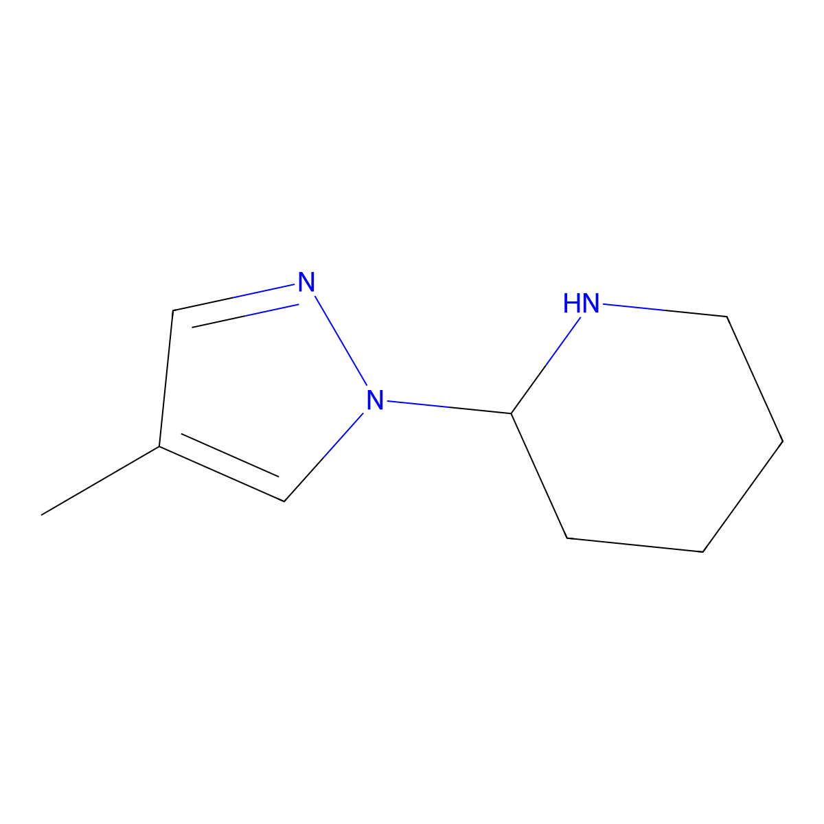2-(4-Methyl-1H-pyrazol-1-yl)piperidine molecular structure, CAS 2092454-05-0