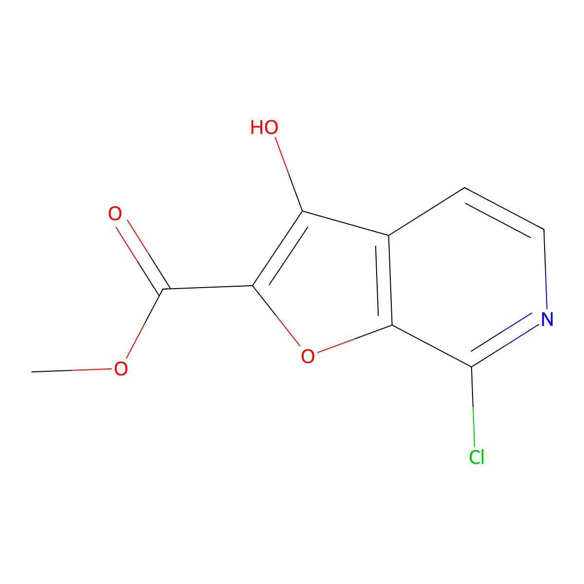 Methyl 7-chloro-3-hydroxyfuro[2,3-c]pyridine-2-carboxylate molecular structure, CAS 2092454-17-4
