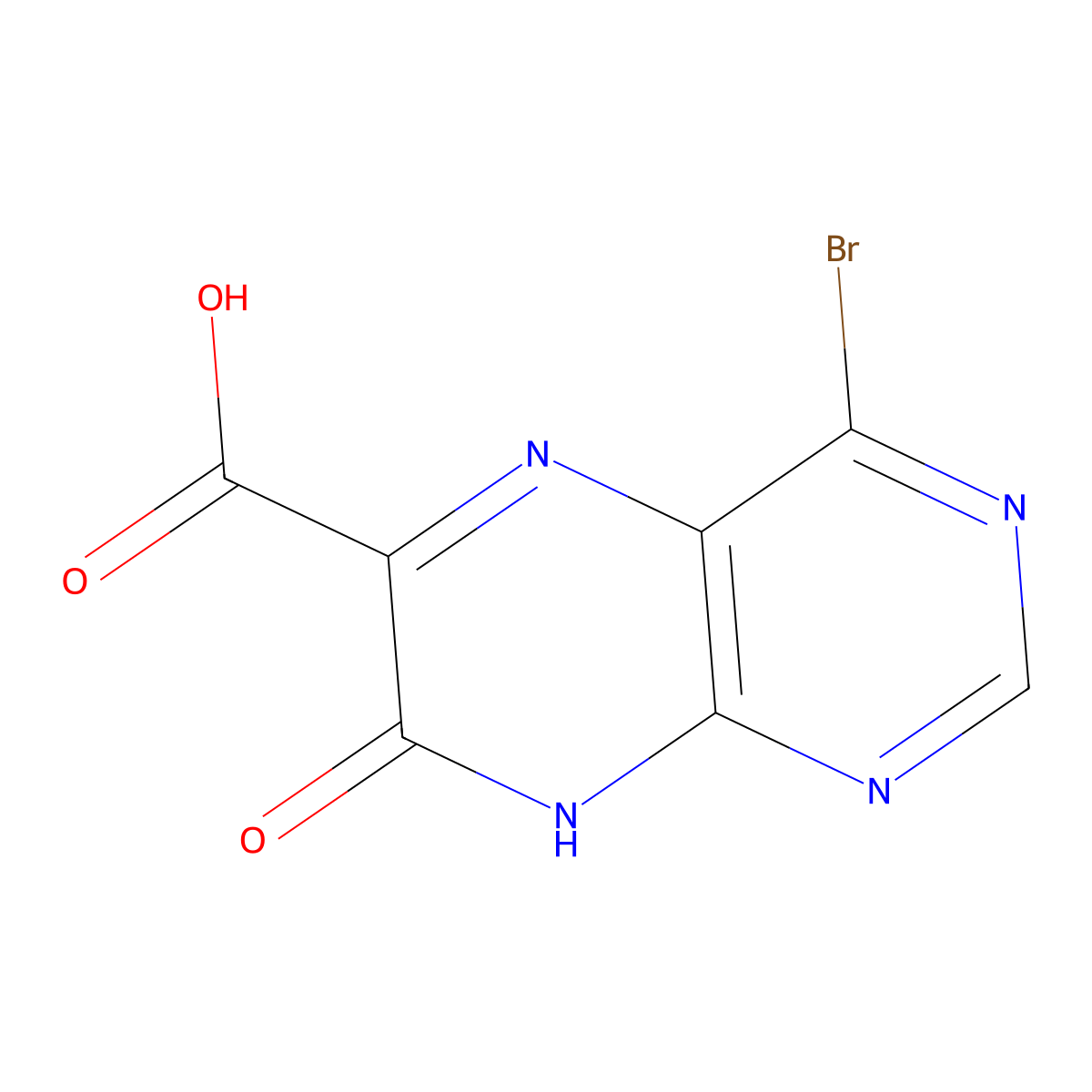 4-Bromo-7-hydroxypteridine-6-carboxylic acid molecular structure, CAS 2092454-19-6