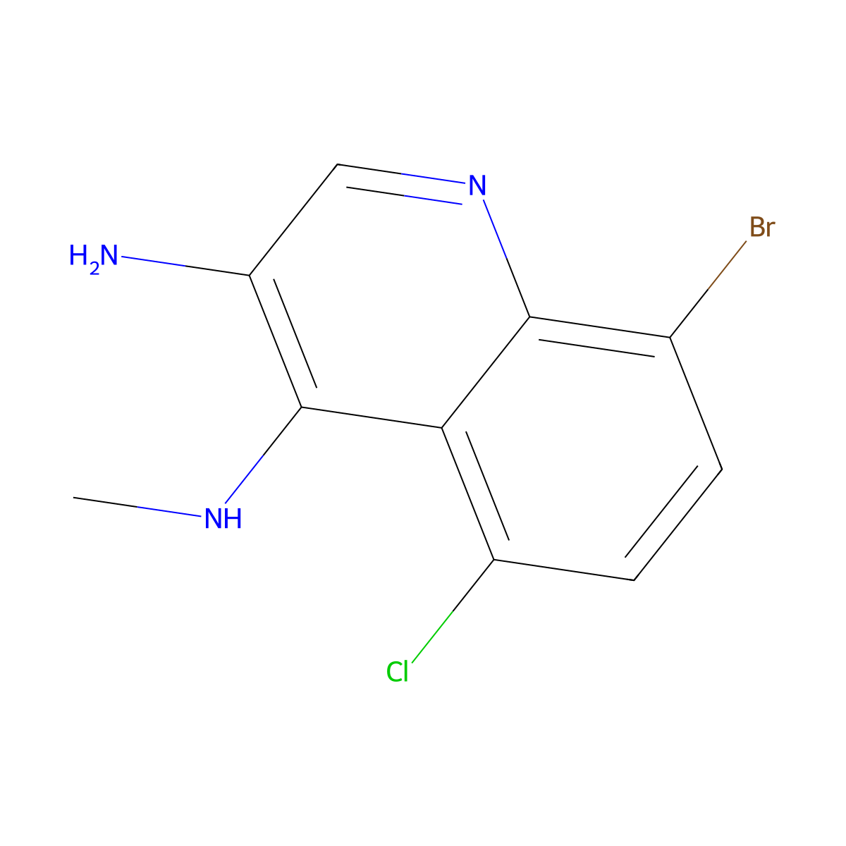 8-Bromo-5-chloro-N4-methylquinoline-3,4-diamine molecular structure, CAS 2092458-72-3