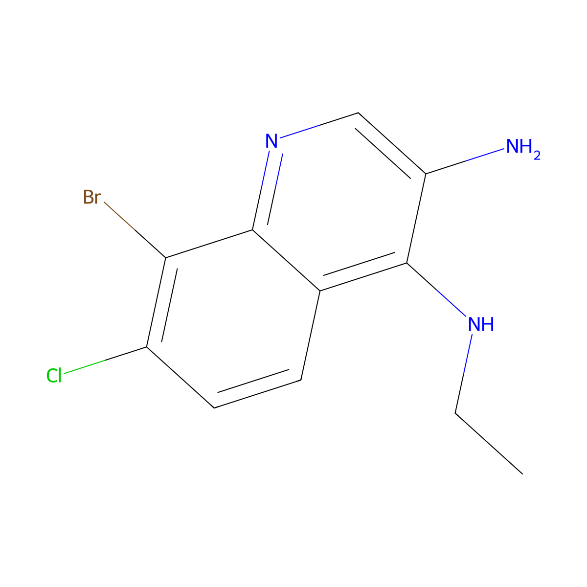 8-Bromo-7-chloro-N4-ethylquinoline-3,4-diamine molecular structure, CAS 2092458-84-7