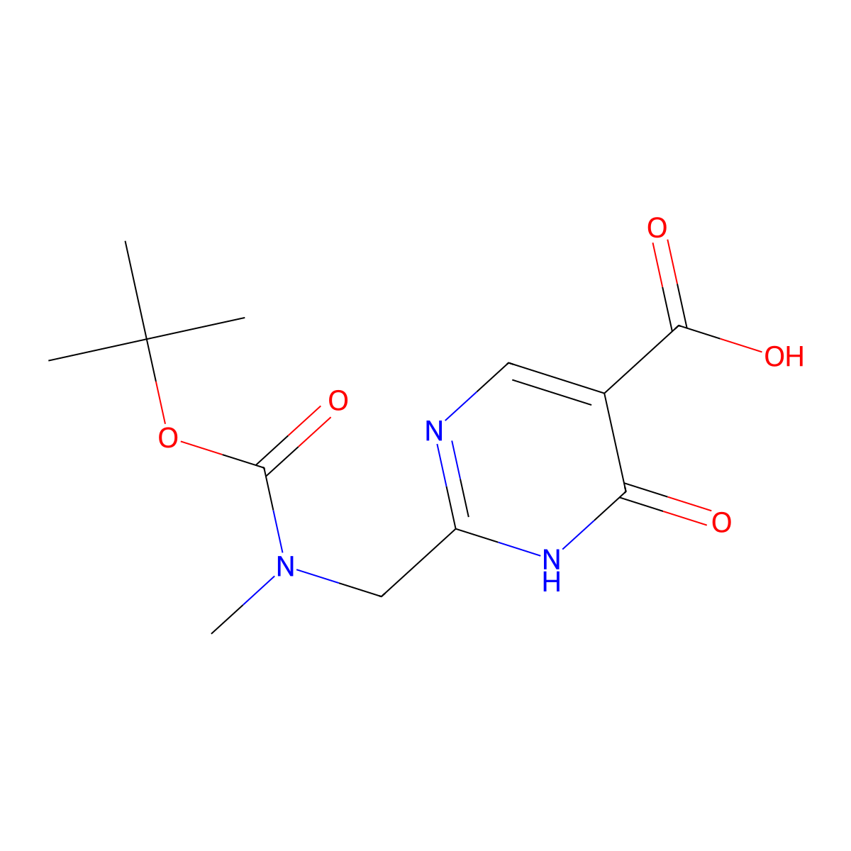 2-({[(Tert-butoxy)carbonyl](methyl)amino}methyl)-6-oxo-1,6-dihydropyrimidine-5-carboxylic acid molecular structure, CAS 2092459-03-3