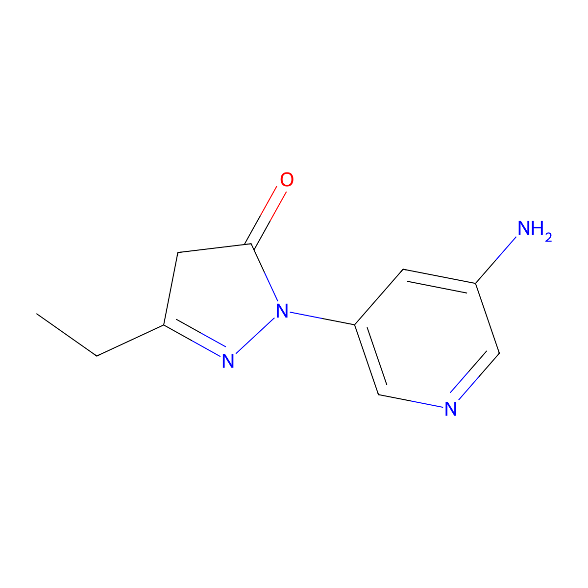 1-(5-Aminopyridin-3-yl)-3-ethyl-4,5-dihydro-1H-pyrazol-5-one molecular structure, CAS 2092459-83-9