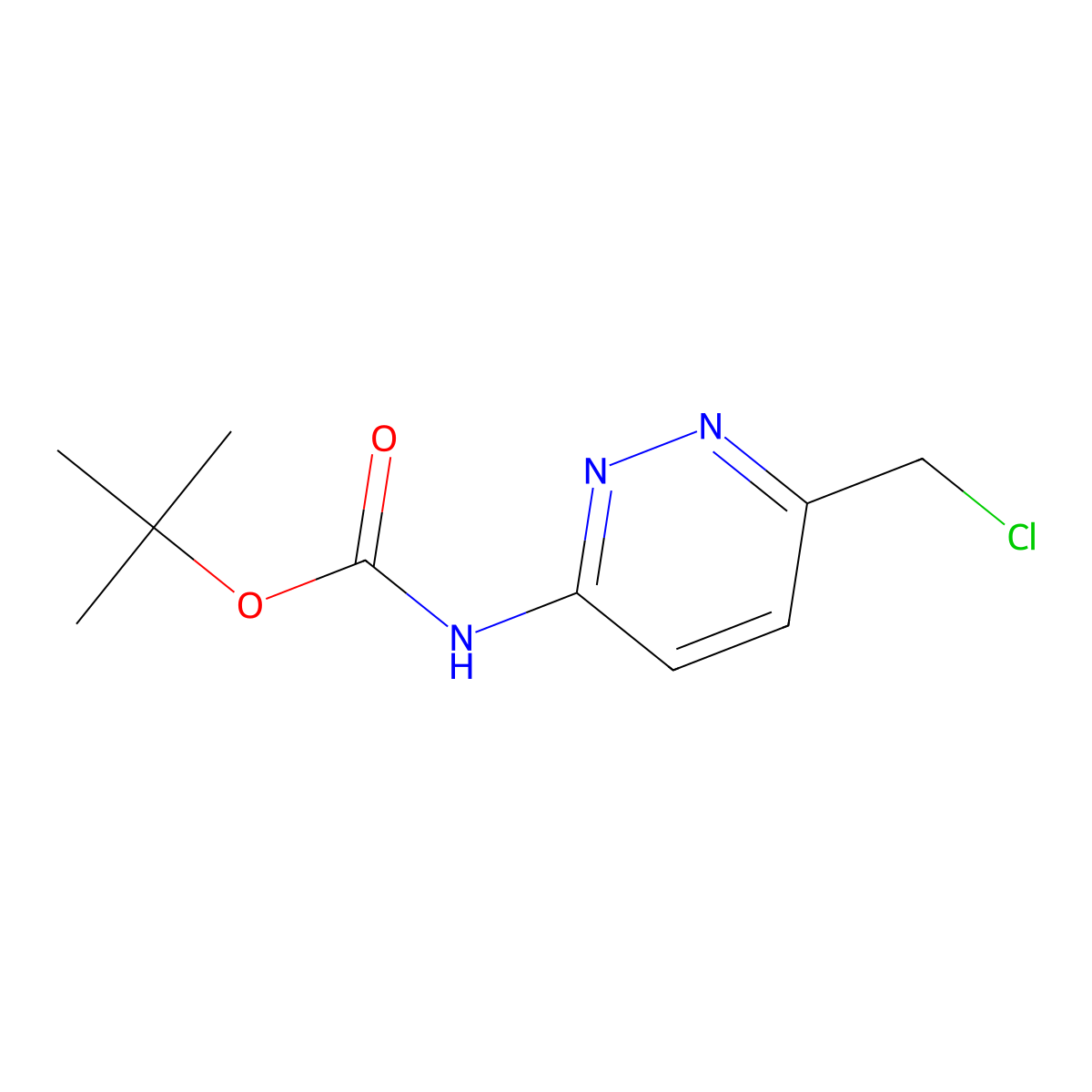 tert-Butyl N-[6-(chloromethyl)pyridazin-3-yl]carbamate molecular structure, CAS 2092459-87-3
