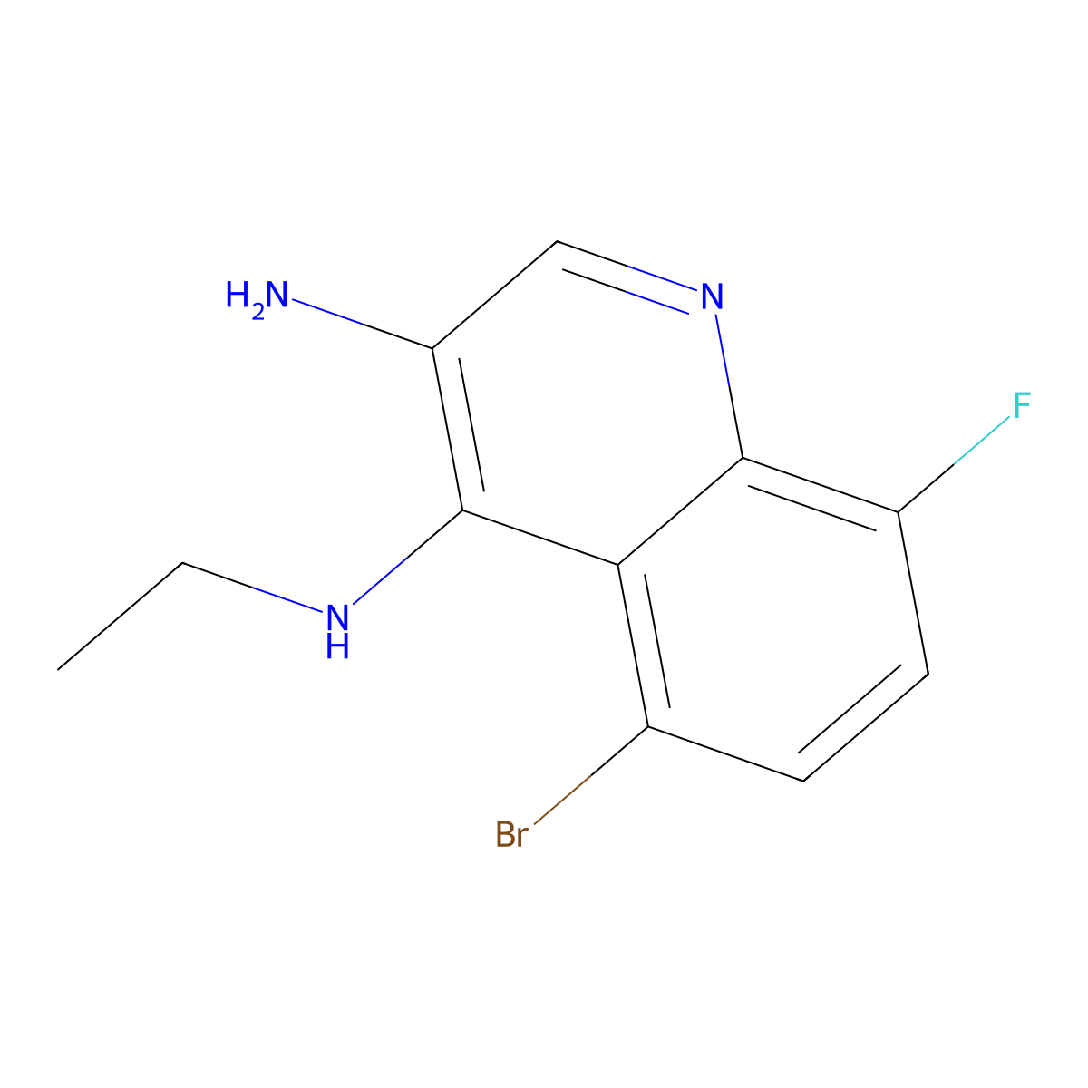 5-Bromo-N4-ethyl-8-fluoroquinoline-3,4-diamine molecular structure, CAS 2092459-98-6
