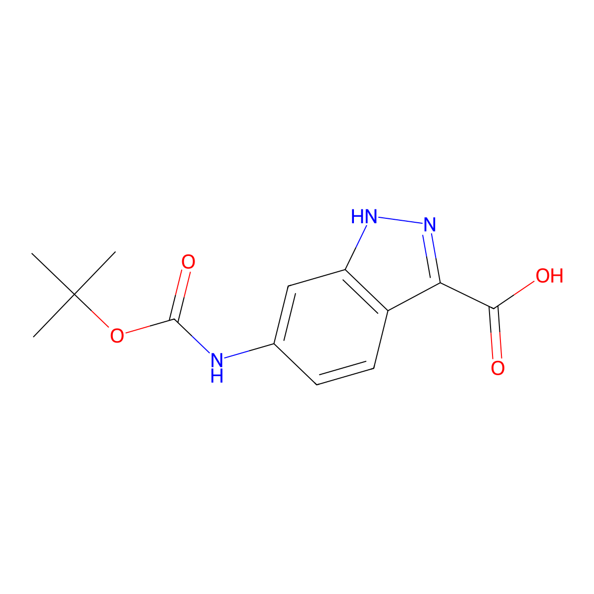 6-(((tert-butoxy)carbonyl)amino)-1H-indazole-3-carboxylic acid molecular structure, CAS 2092460-75-6