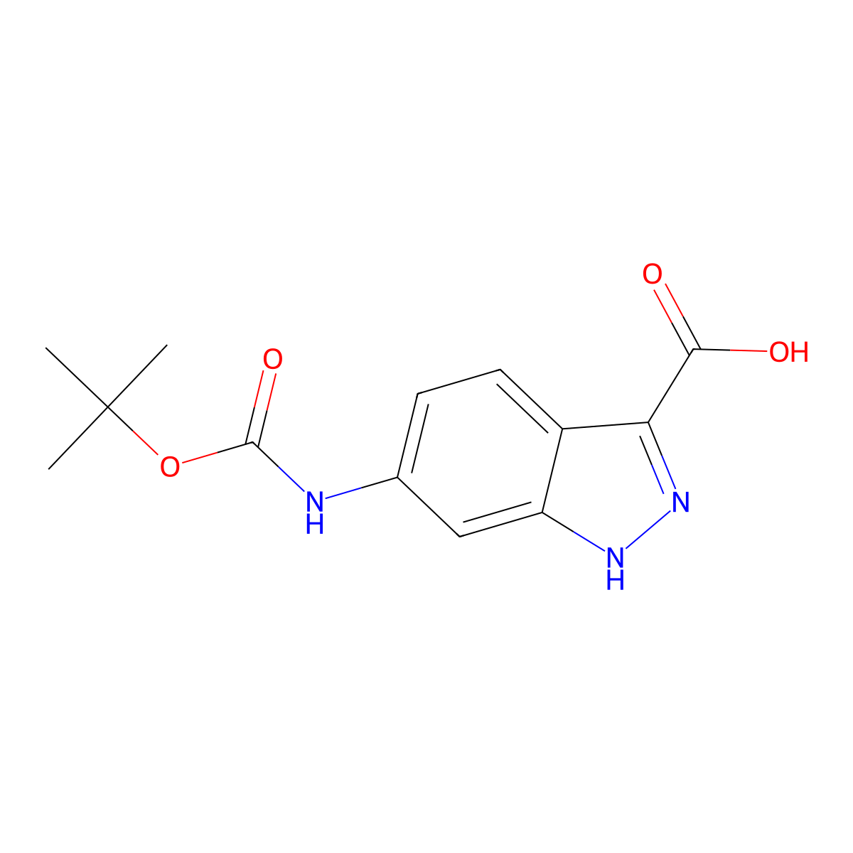 6-(((tert-butoxy)carbonyl)amino)-1H-indazole-3-carboxylic acid molecular structure, CAS 2092460-75-6