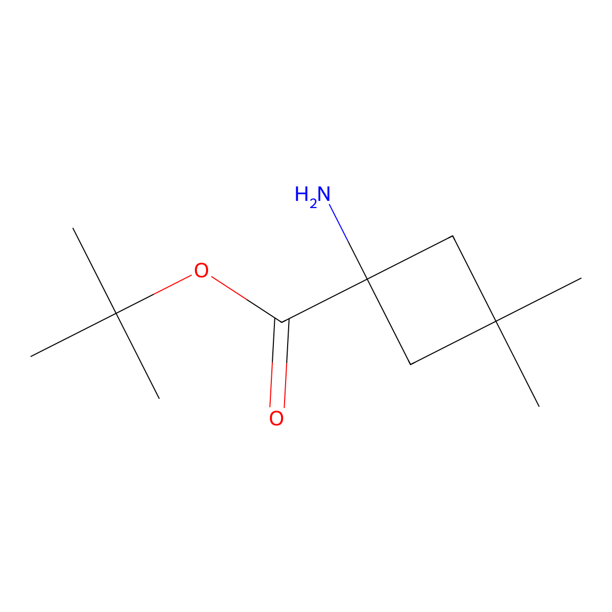 Tert-butyl 1-amino-3,3-dimethylcyclobutane-1-carboxylate molecular structure, CAS 2092461-56-6