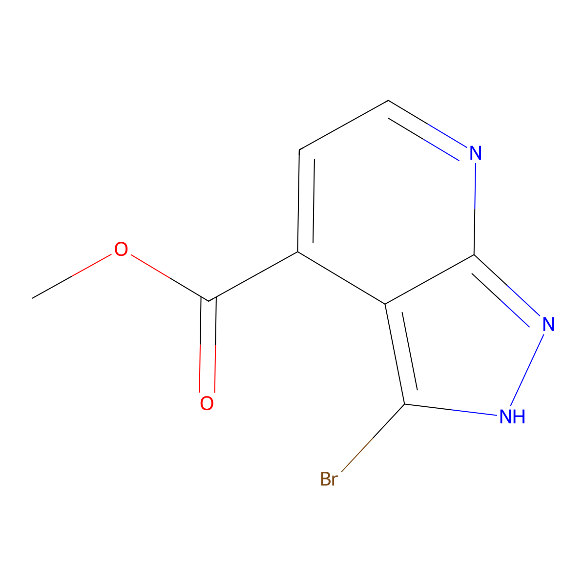 methyl 3-bromo-1H-pyrazolo[3,4-b]pyridine-4-carboxylate molecular structure, CAS 2092461-89-5