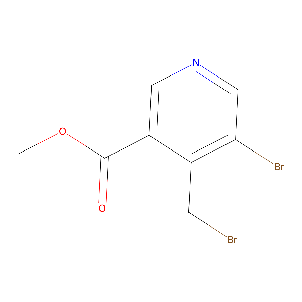 Methyl 5-bromo-4-(bromomethyl)nicotinate molecular structure, CAS 2092466-35-6