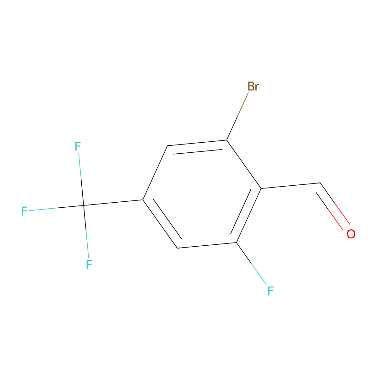2-Bromo-6-fluoro-4-(trifluoromethyl)benzaldehyde molecular structure, CAS 2092468-34-1