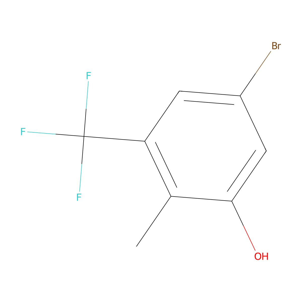 5-Bromo-2-methyl-3-(trifluoromethyl)phenol molecular structure, CAS 2092468-55-6