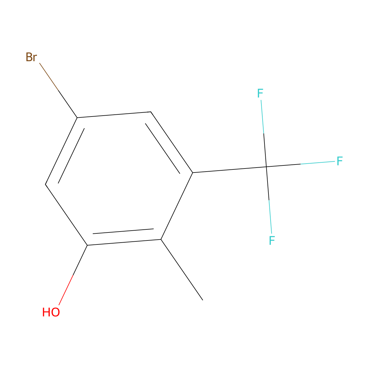 5-Bromo-2-methyl-3-(trifluoromethyl)phenol molecular structure, CAS 2092468-55-6