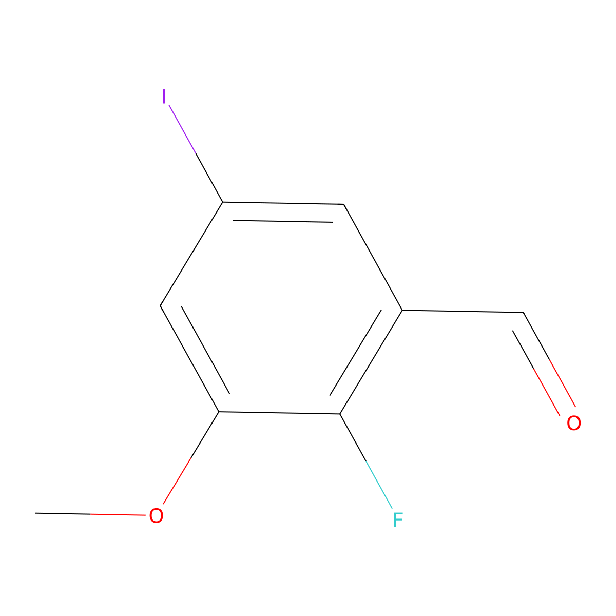 2-Fluoro-5-iodo-3-methoxybenzaldehyde molecular structure, CAS 2092471-45-7