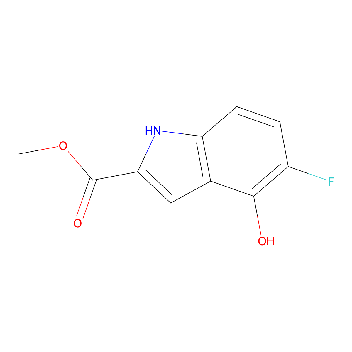 methyl 5-fluoro-4-hydroxy-1H-indole-2-carboxylate molecular structure, CAS 2092472-39-2