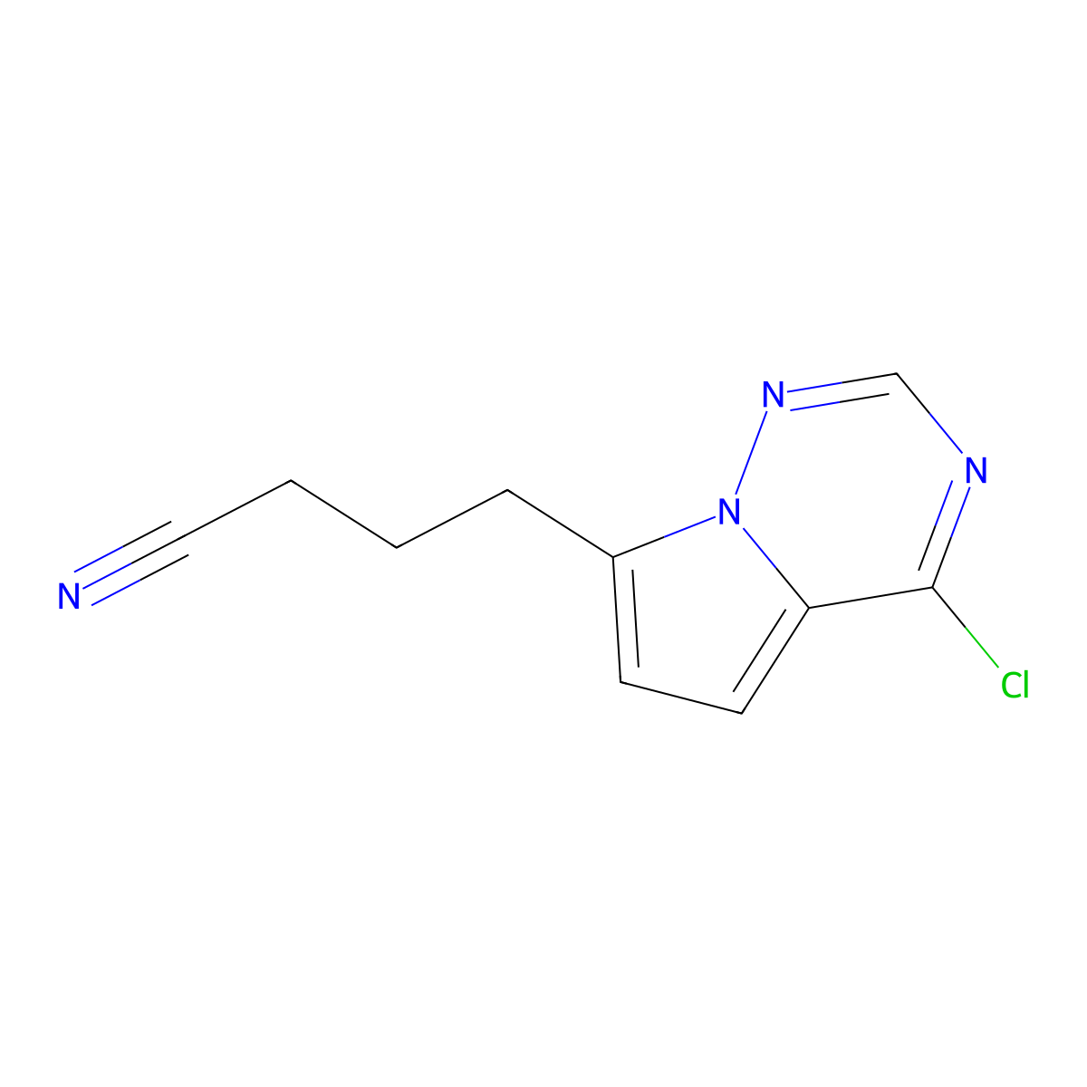4-(4-Chloropyrrolo[2,1-f][1,2,4]triazin-7-yl)butanenitrile molecular structure, CAS 2092473-48-6
