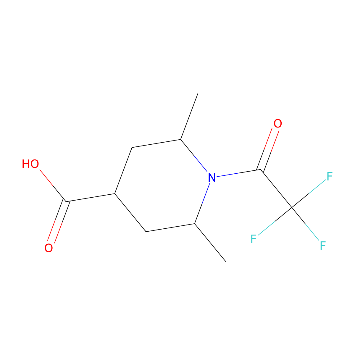 2,6-Dimethyl-1-(trifluoroacetyl)piperidine-4-carboxylic acid molecular structure, CAS 2092486-13-8