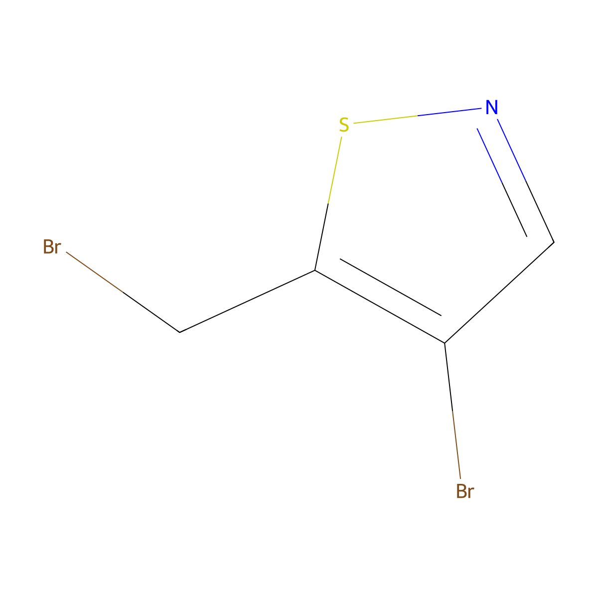4-Bromo-5-(bromomethyl)-1,2-thiazole molecular structure, CAS 2092486-98-9