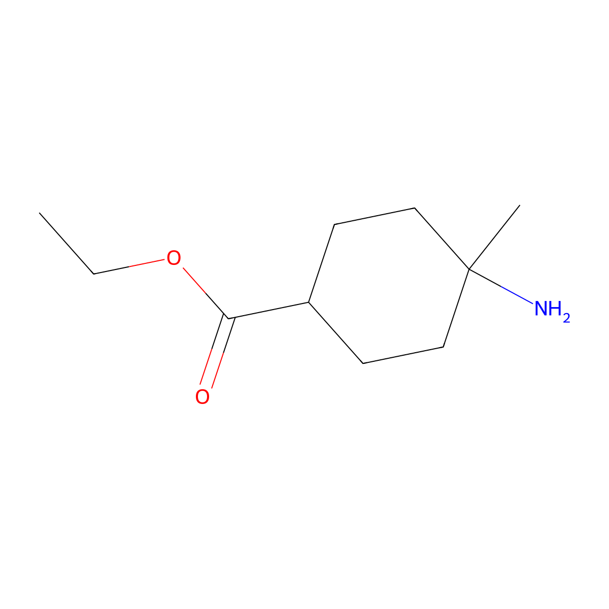 Ethyl 4-amino-4-methylcyclohexane-1-carboxylate molecular structure, CAS 2092488-79-2