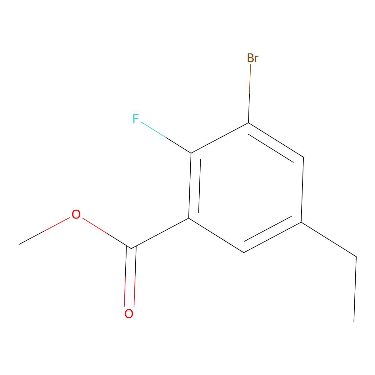Methyl 3-bromo-5-ethyl-2-fluorobenzoate molecular structure, CAS 2092488-94-1