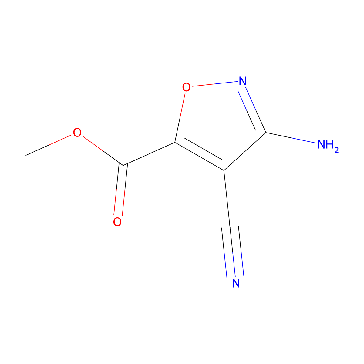 Methyl 3-amino-4-cyano-1,2-oxazole-5-carboxylate molecular structure, CAS 2092489-28-4