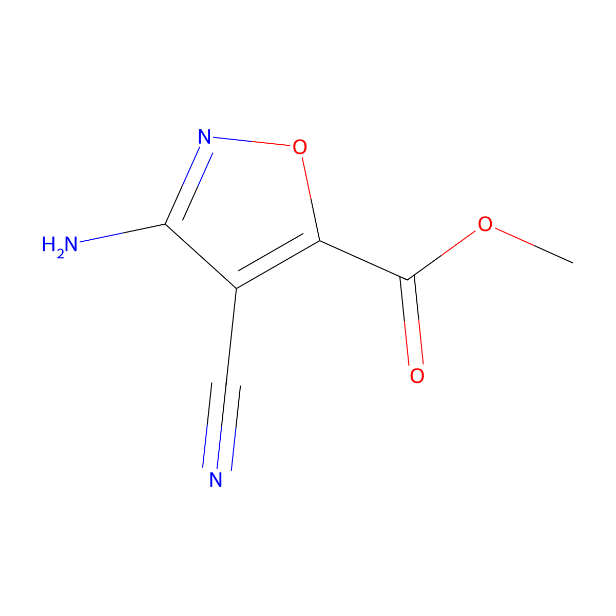 Methyl 3-amino-4-cyano-1,2-oxazole-5-carboxylate molecular structure, CAS 2092489-28-4