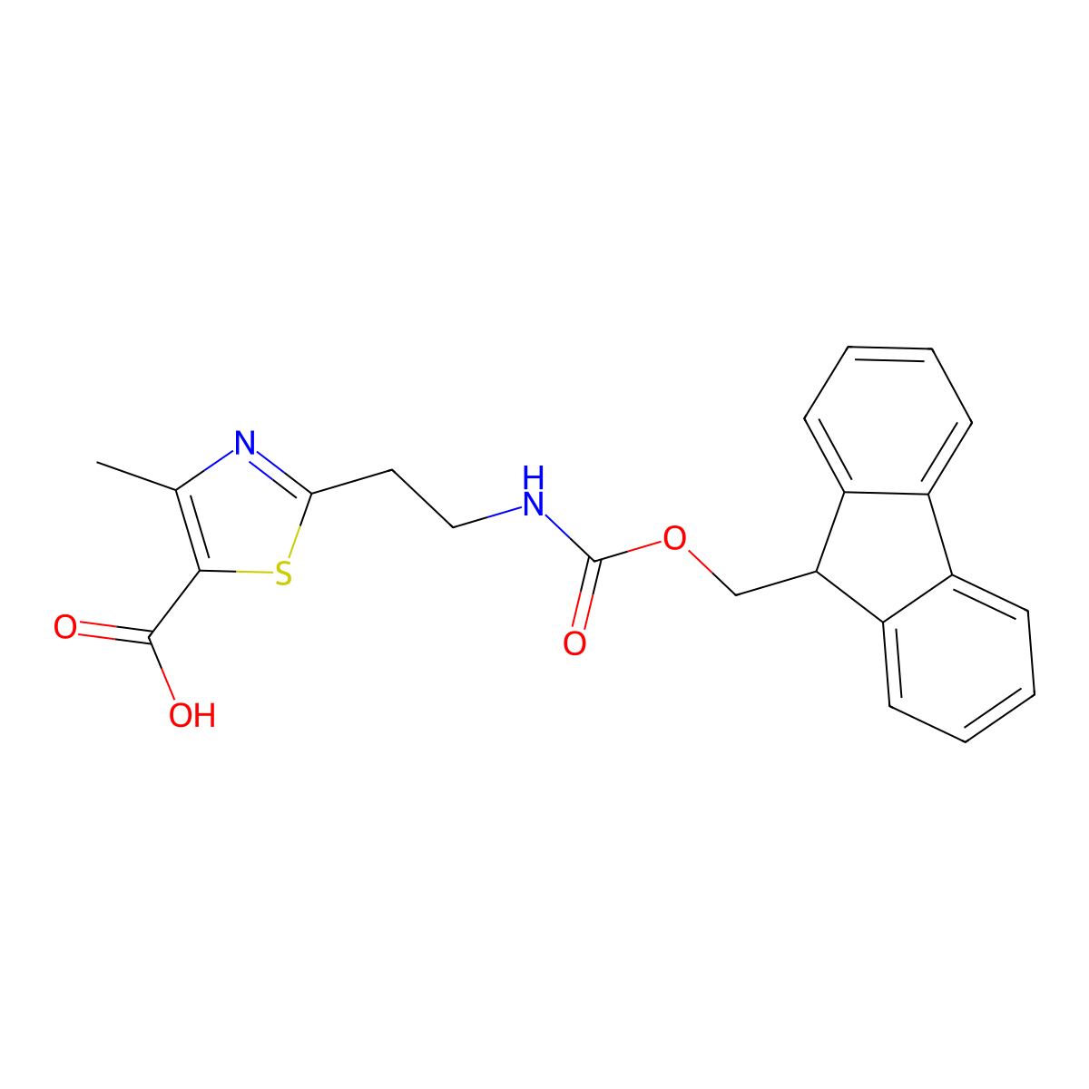2-(2-{[(9H-fluoren-9-ylmethoxy)carbonyl]amino}ethyl)-4-methyl-1,3-thiazole-5-carboxylic acid molecular structure, CAS 2092501-01-2
