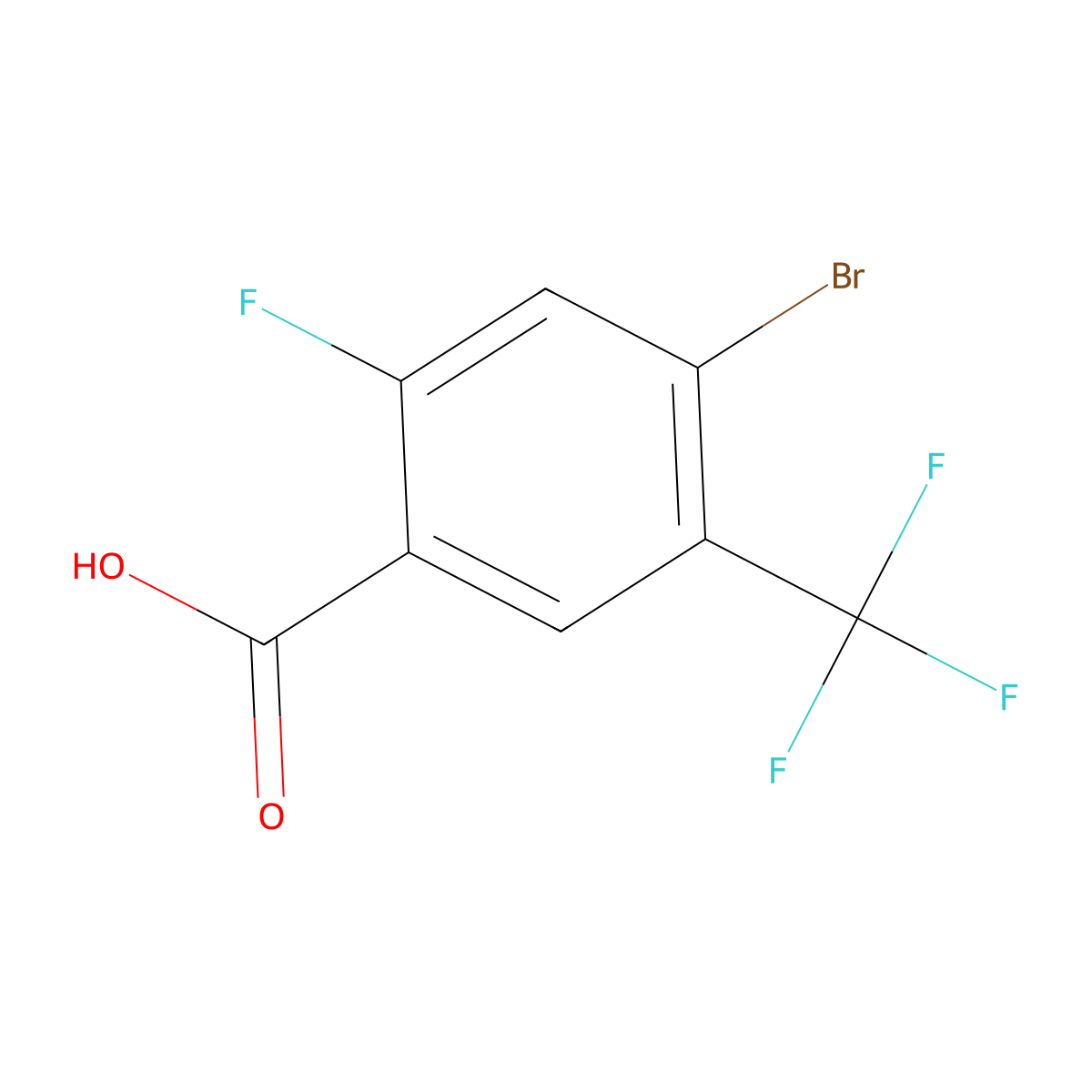 4-Bromo-2-fluoro-5-(trifluoromethyl)benzoic acid molecular structure, CAS 2092502-27-5