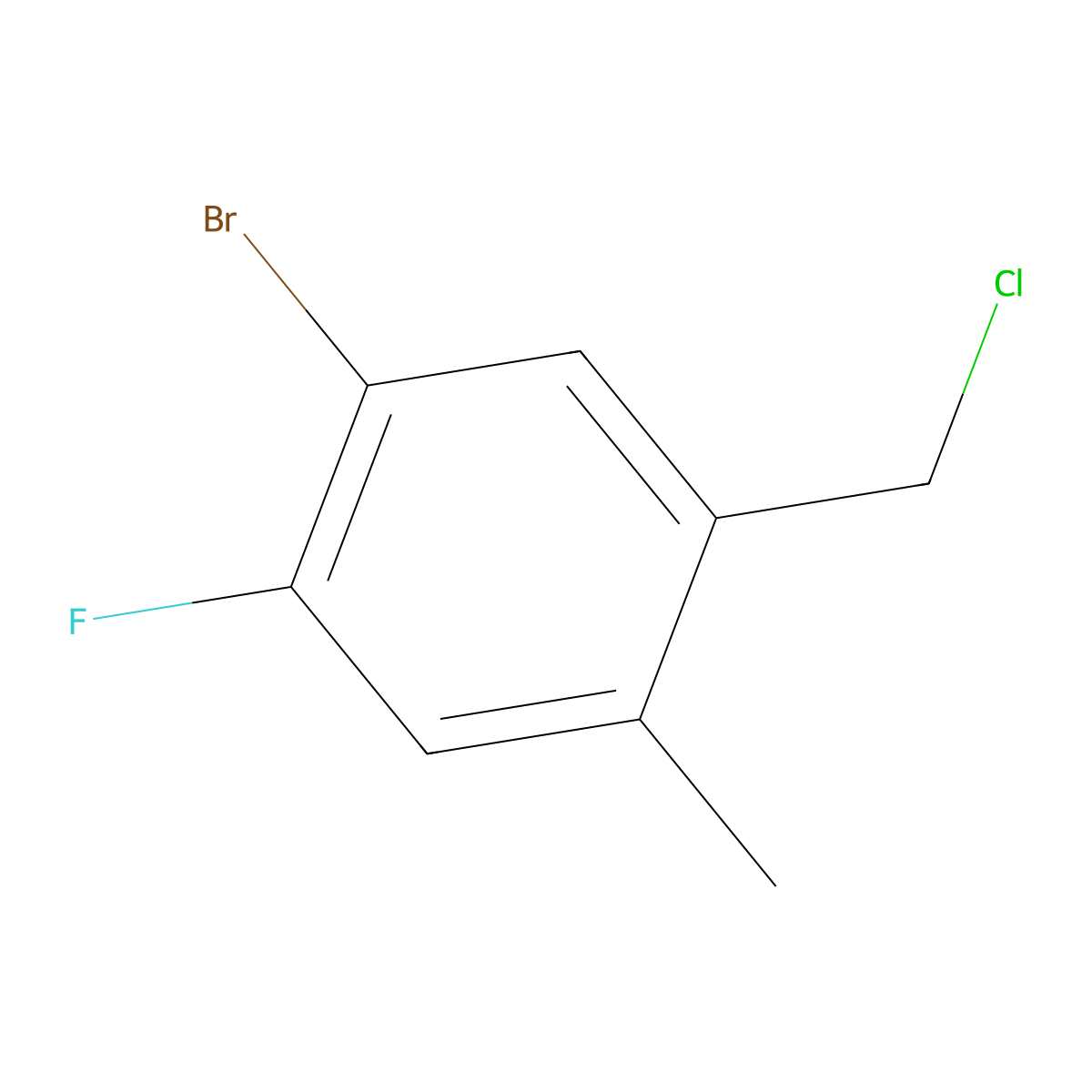 1-Bromo-5-(chloromethyl)-2-fluoro-4-methylbenzene molecular structure, CAS 2092506-71-1
