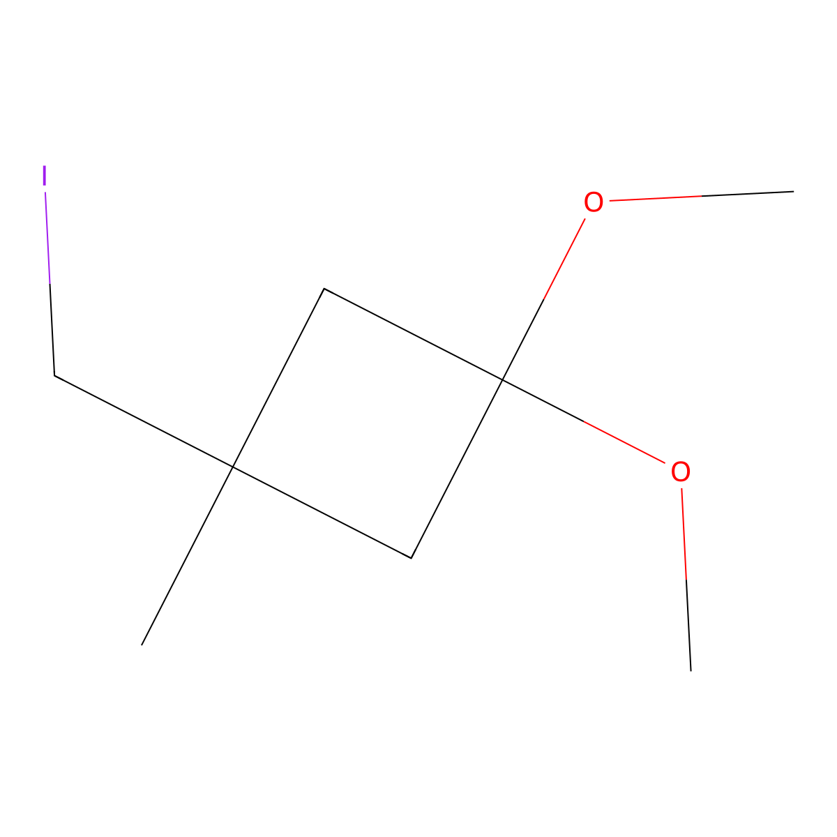 1-(Iodomethyl)-3,3-dimethoxy-1-methylcyclobutane molecular structure, CAS 2092509-35-6