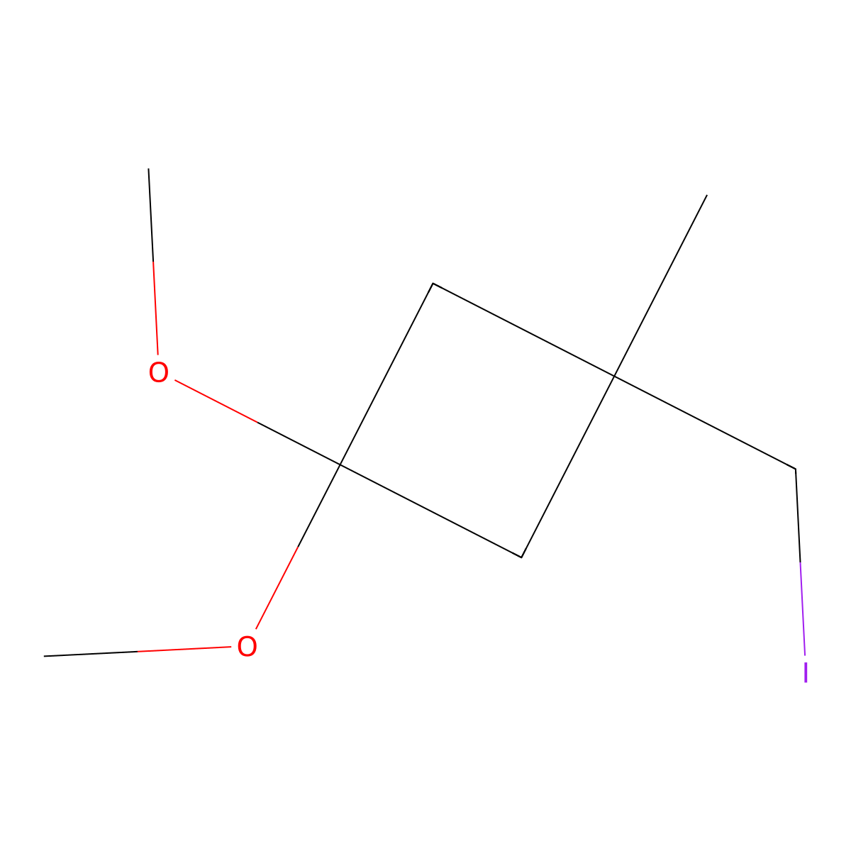 1-(Iodomethyl)-3,3-dimethoxy-1-methylcyclobutane molecular structure, CAS 2092509-35-6