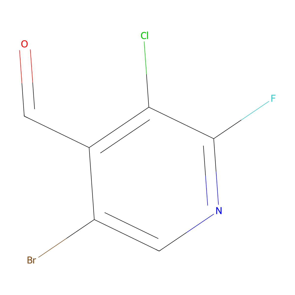 5-Bromo-3-chloro-2-fluoropyridine-4-carbaldehyde molecular structure, CAS 2092512-51-9