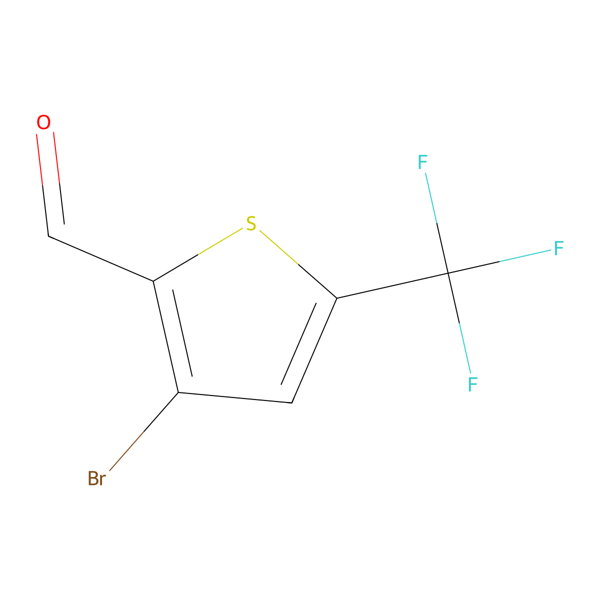 3-Bromo-5-(trifluoromethyl)thiophene-2-carbaldehyde molecular structure, CAS 2092513-06-7